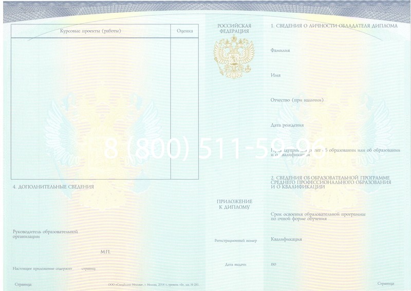 Купить Диплом о среднем образовании (Спецбланк) 2014-2024 года в Артёме