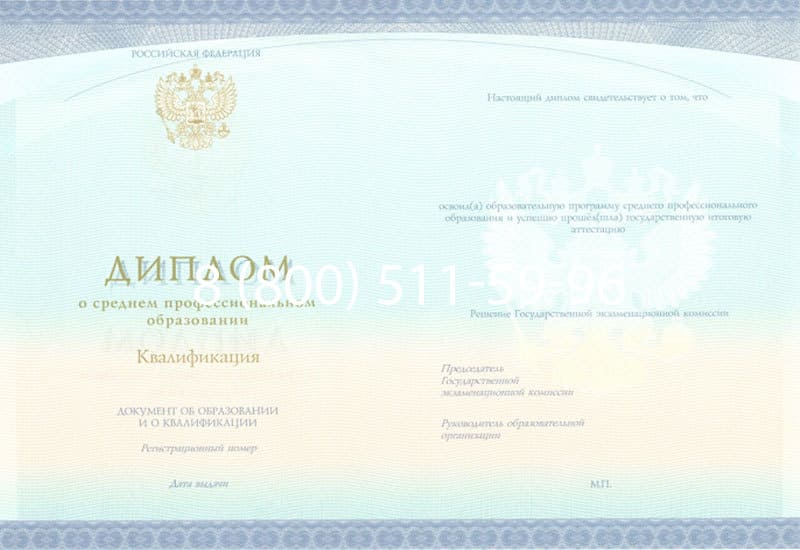 Купить Диплом о среднем образовании (Спецбланк) 2014-2024 года в Артёме